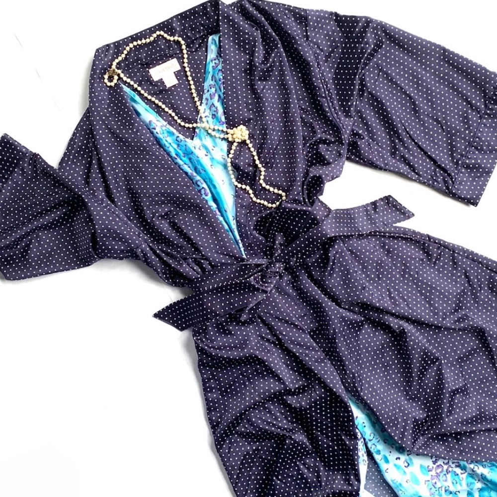 Cabernet Navy Polkadot Robe